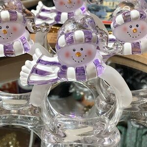 ☃️1 Set of 4 Vintage Snowman Napkin Rings with Precious Scarves.